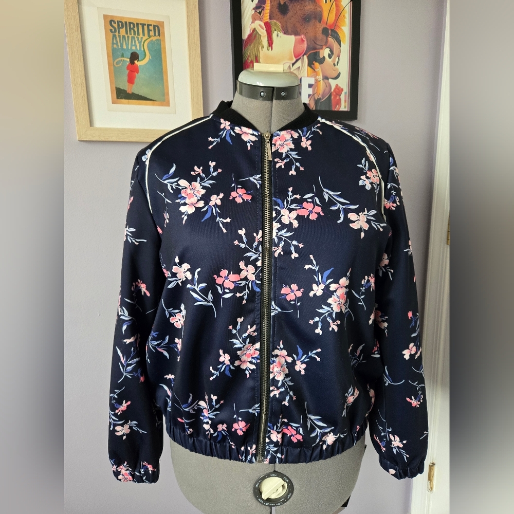 Floral Navy Bomber Jacket